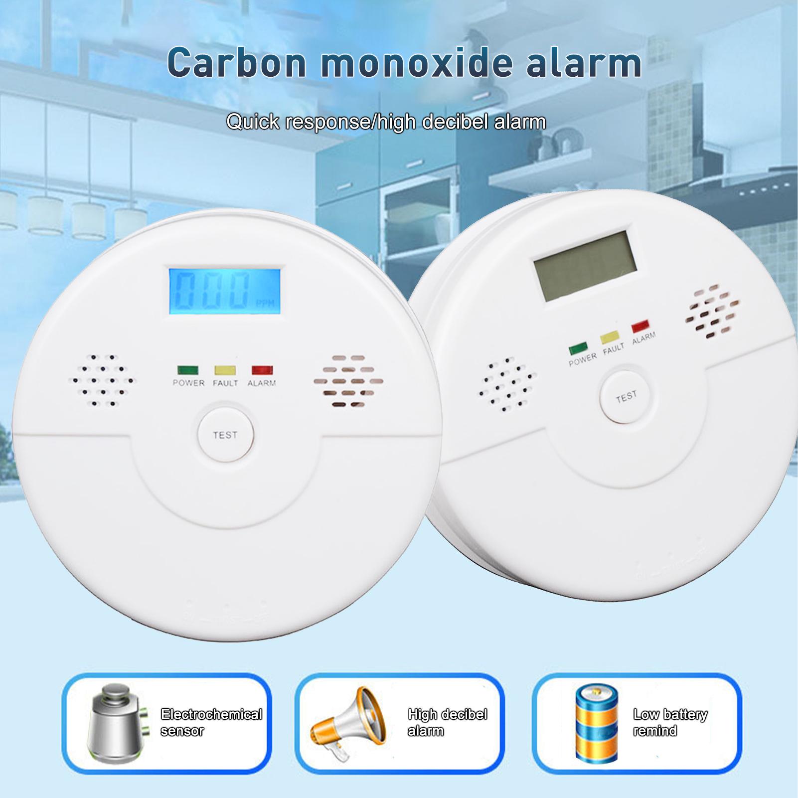 Máy dò nồng độ, cảnh báo CO, màn hình kỹ thuật số, chạy bằng pin