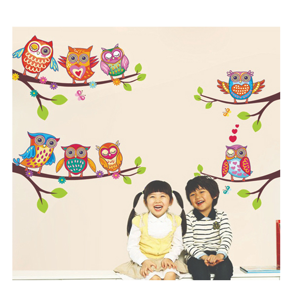 Decal Dán Tường Cành Cây Cú Mèo EB221 (60 x 72 cm)