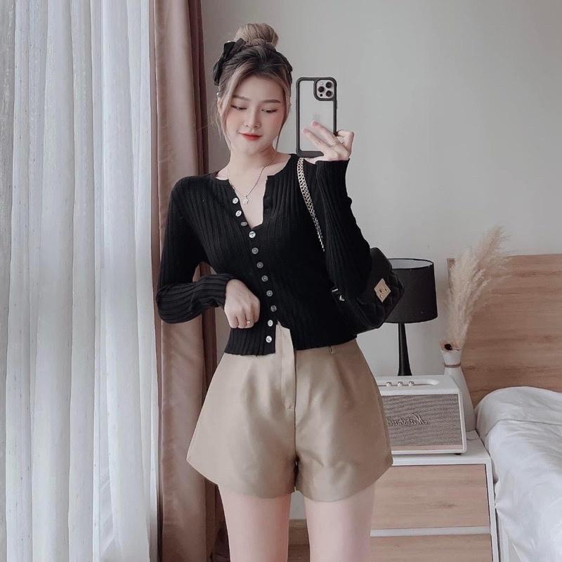 Áo len gân đũa tay dài nữ cài cúc dáng ôm co giãn dày dặn mềm mịn, Cardigan len dệt kim kiểu maxi sang chảnh trẻ trung