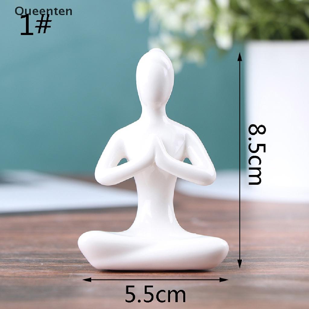 Queenten 6 Styles Meditation Yoga Pose Statue Figurine Ceramic Yoga Figure Decor Ornament QT