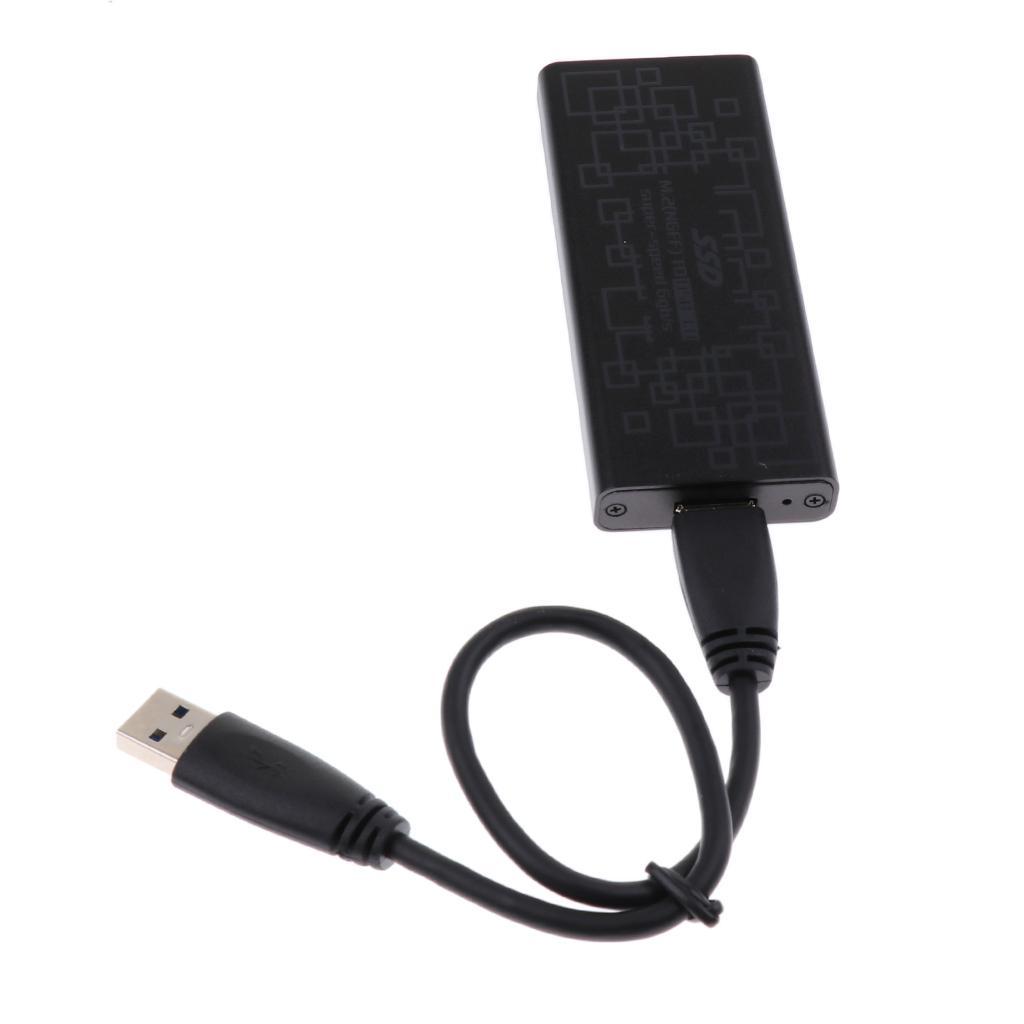 M.2 SSD to USB 3.0 External HDD Case Enclosure Adapter Converter Black
