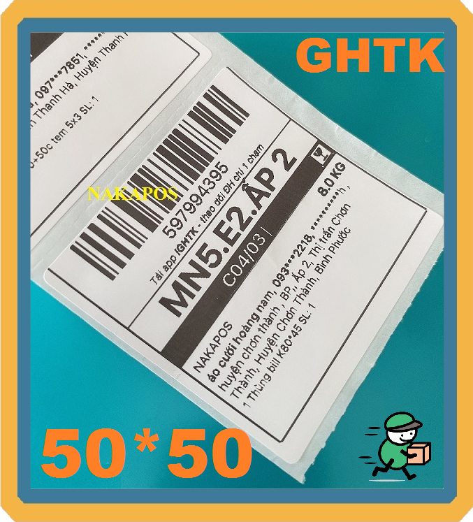 Giấy in nhiệt 50x50mm, giấy in mã vận đơn GHTK bóc dán, giấy in tem mã vạch-Xprinter chất lượng in nét - hàng chính hãng