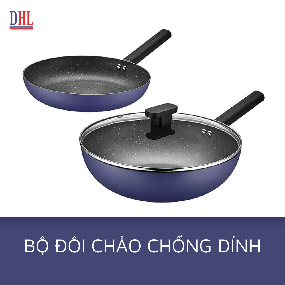 Bộ nồi chảo chông dính 4 món vân đá cao cấp hàn quốc Cooker King siêu bền- Hàng chính hãng