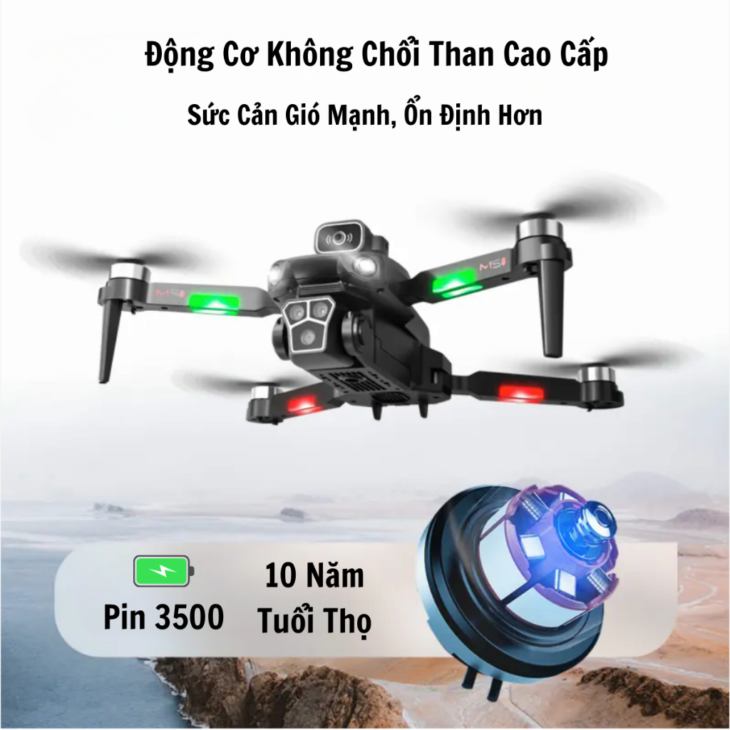 Hình ảnh Flycam Mini Giá Rẻ Drone Camera 4K M1S có cảm biến tránh va chạm, truyền hình ảnh trực tiếp về điện thoại - Hàng Chính hãng Asport