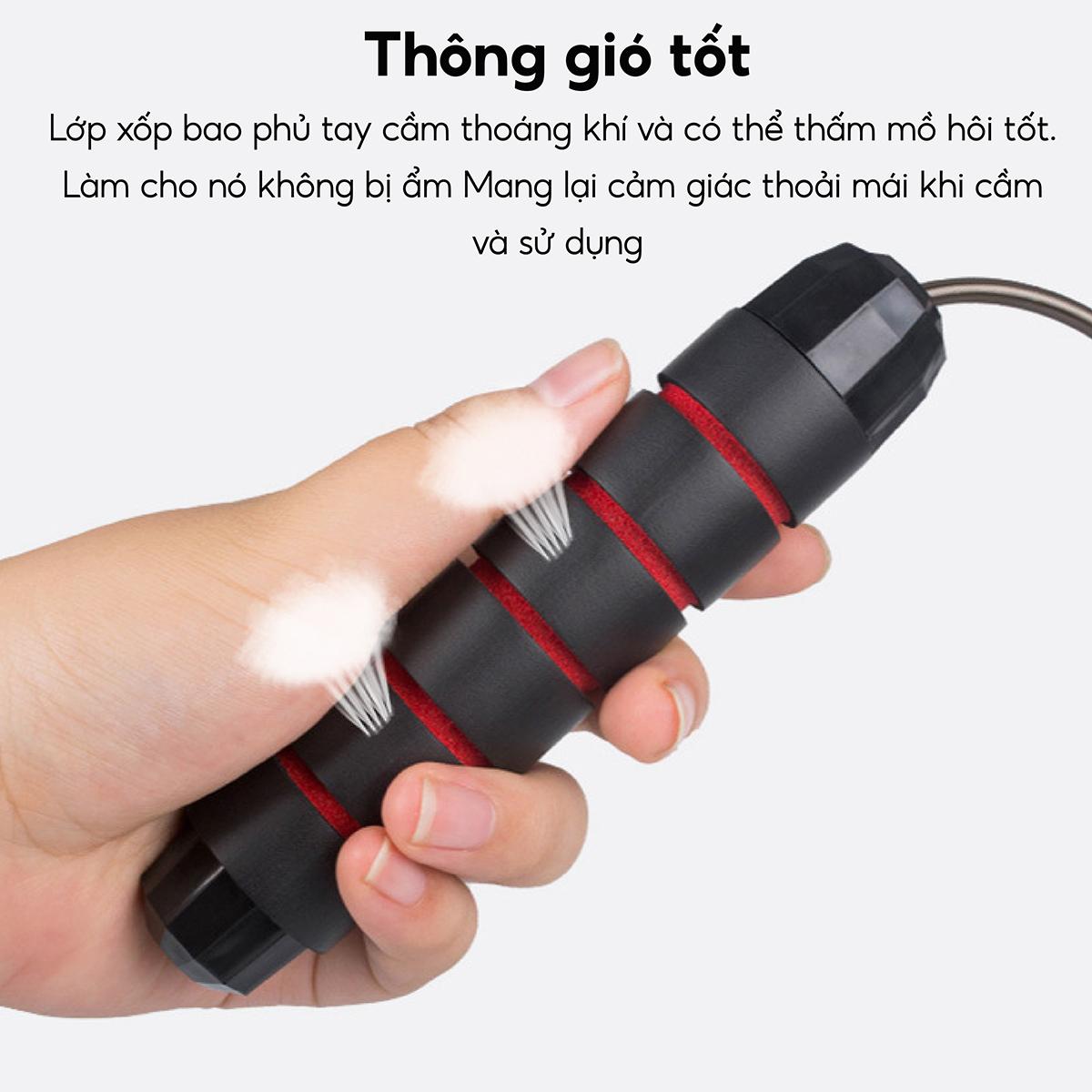 Dây Nhảy Không Dây JR100 tại nhà lõi thép, tay cầm chống trượt, độ bền cao