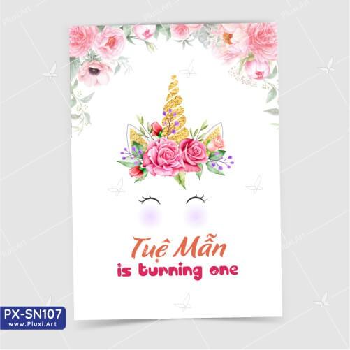 Thiệp thôi nôi – sinh nhật bé gái