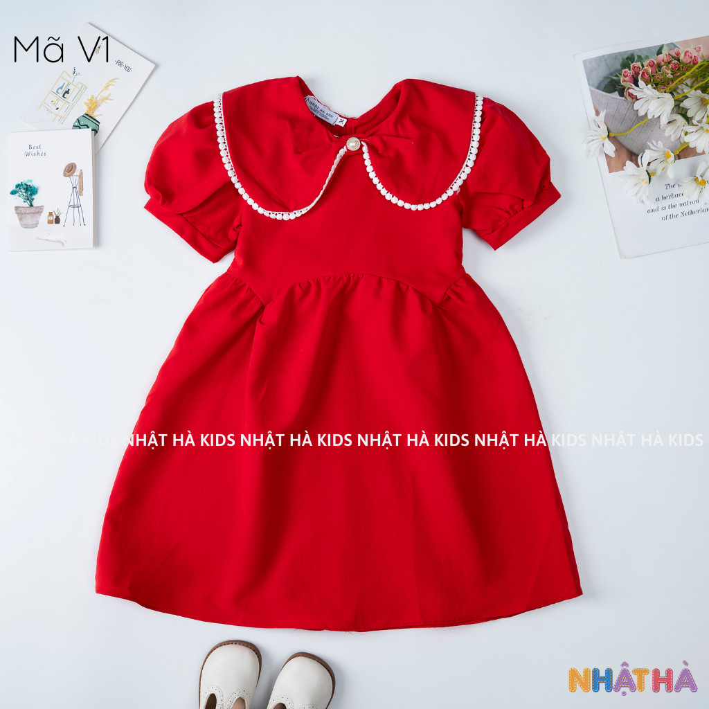 Váy bé gái công chúa V1 chất thô lụa siêu mát dáng xòe size đại 11-45kg