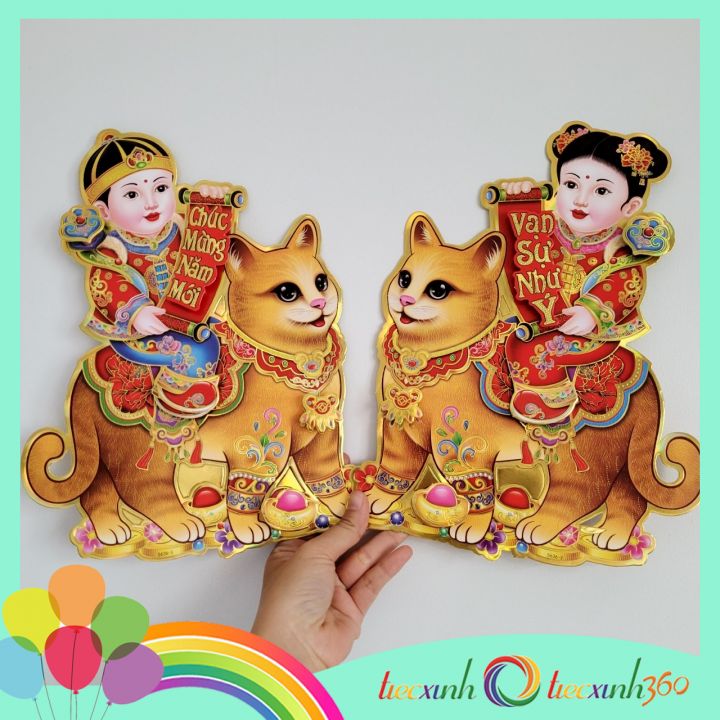 Cặp hình con giáp chúc tết năm mới trang trí nhà cửa 35 cm