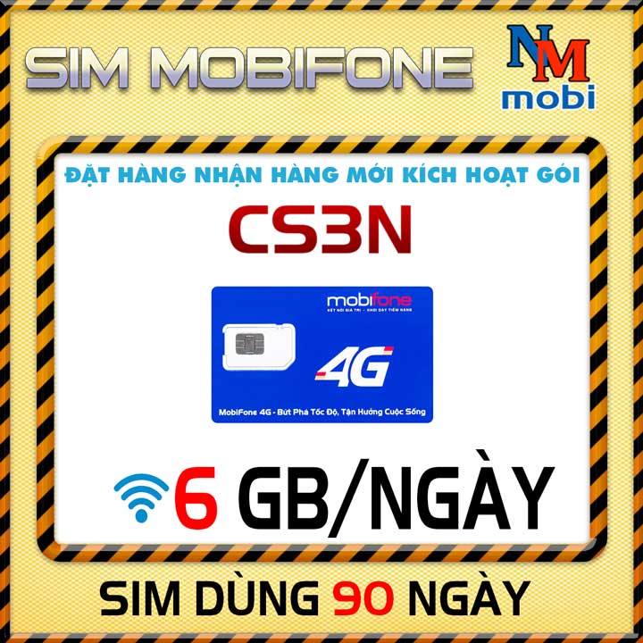 Sim 4G mobifone gói CS3N - 6GB Ngày - sim dùng 3 tháng - Hàng Chính Hãng