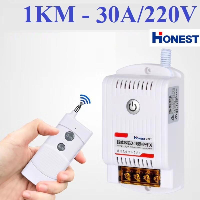 Bộ công tắc điều khiển từ xa 1Km Honest 30A/220V 9220KB bật tắt máy bơm nước