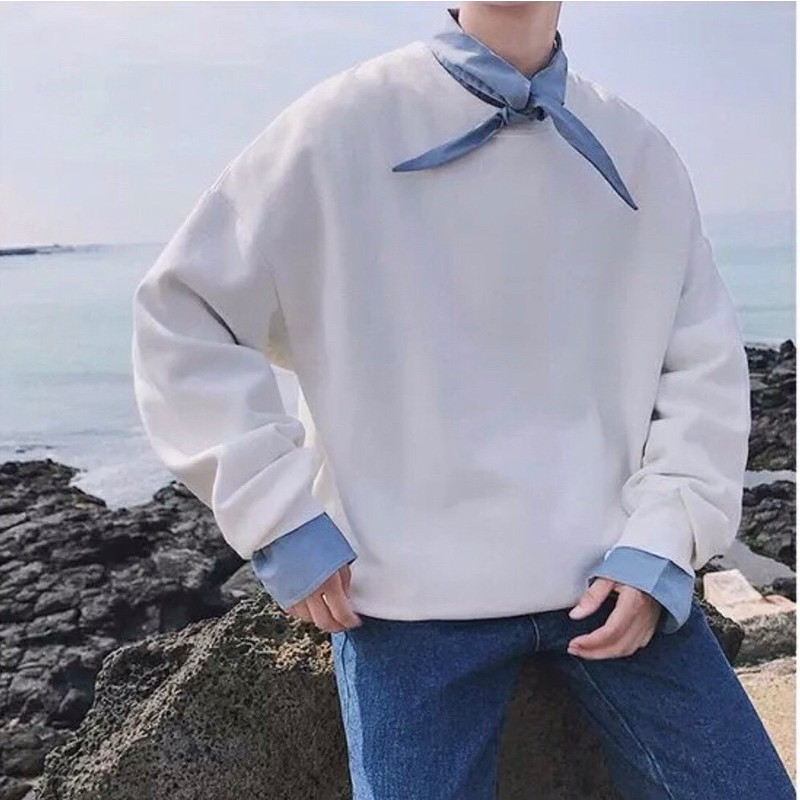 Hình ảnh Áo Sweater Nỉ Trơn Nam Nữ Phôm Rộng