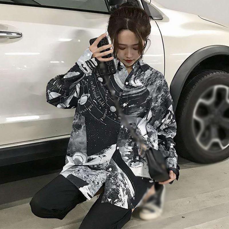 Áo Sơ Mi Nữ Tay Dài Dáng Rộng Phong Cách Hàn Quốc