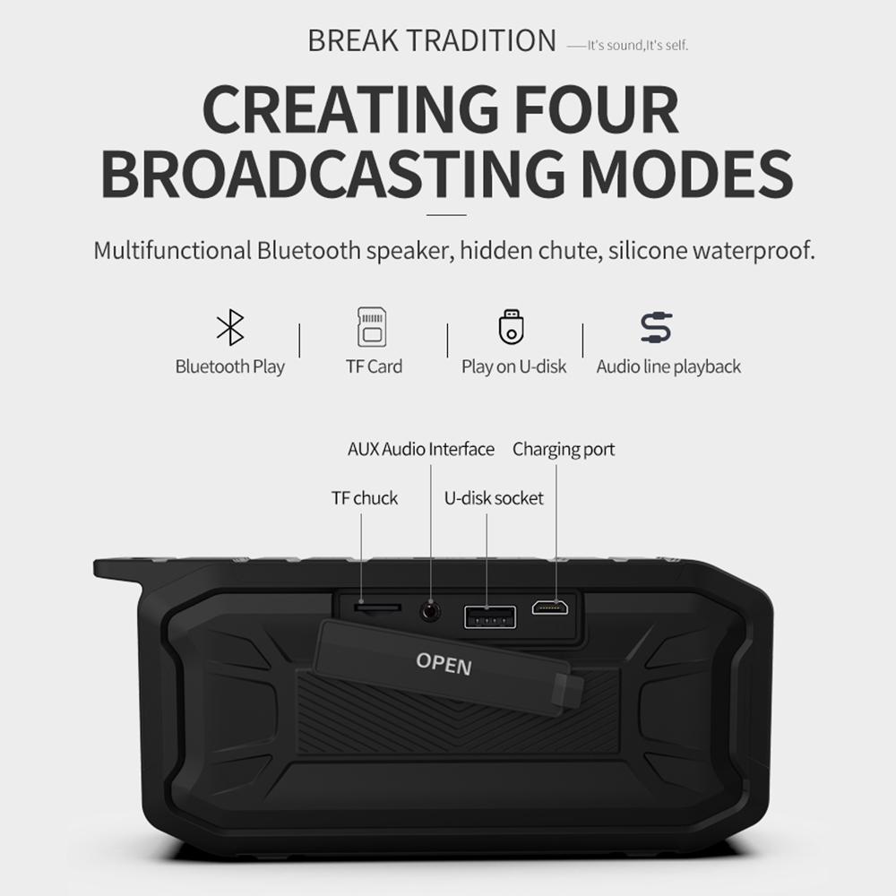 Loa Bluetooth ngoài trời chống nước IPX7 Di động với đài FM TWS Stereo Wireless Boombox Loa siêu trầm bass ngoài trời TF AUX USB Màu sắc: Xanh lục