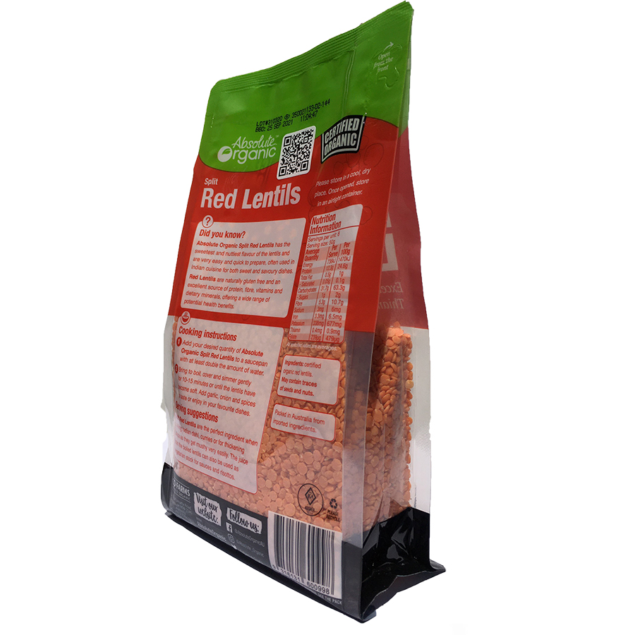 Đậu lăng chứa Protein và chất xơ Absolute Organic Split red Lentils 400g