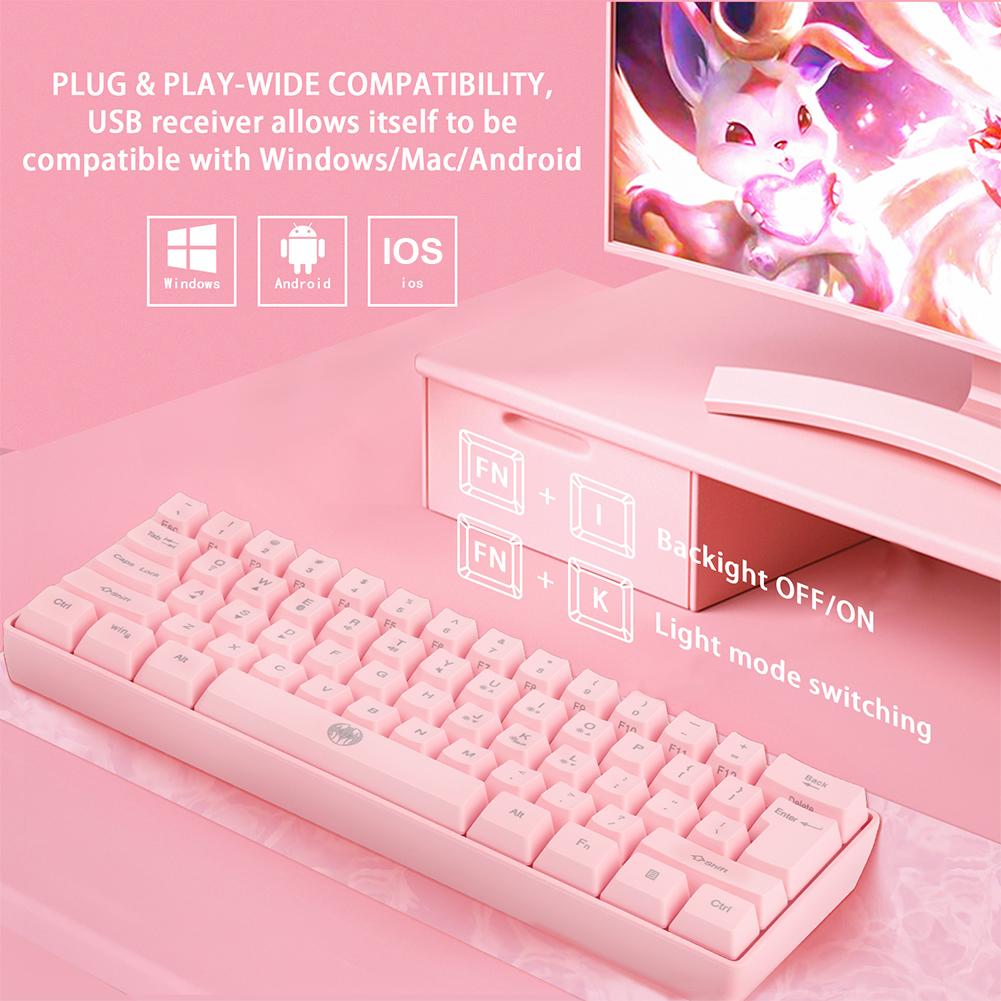 G61 61 Phím RGB Backlit Bluetooth 2.4G-Tương Thích Hai Chế Độ Không Dây Bàn Phím Chơi Game Bàn Phím Máy Tính Cho Game Thủ Máy Tính laptop