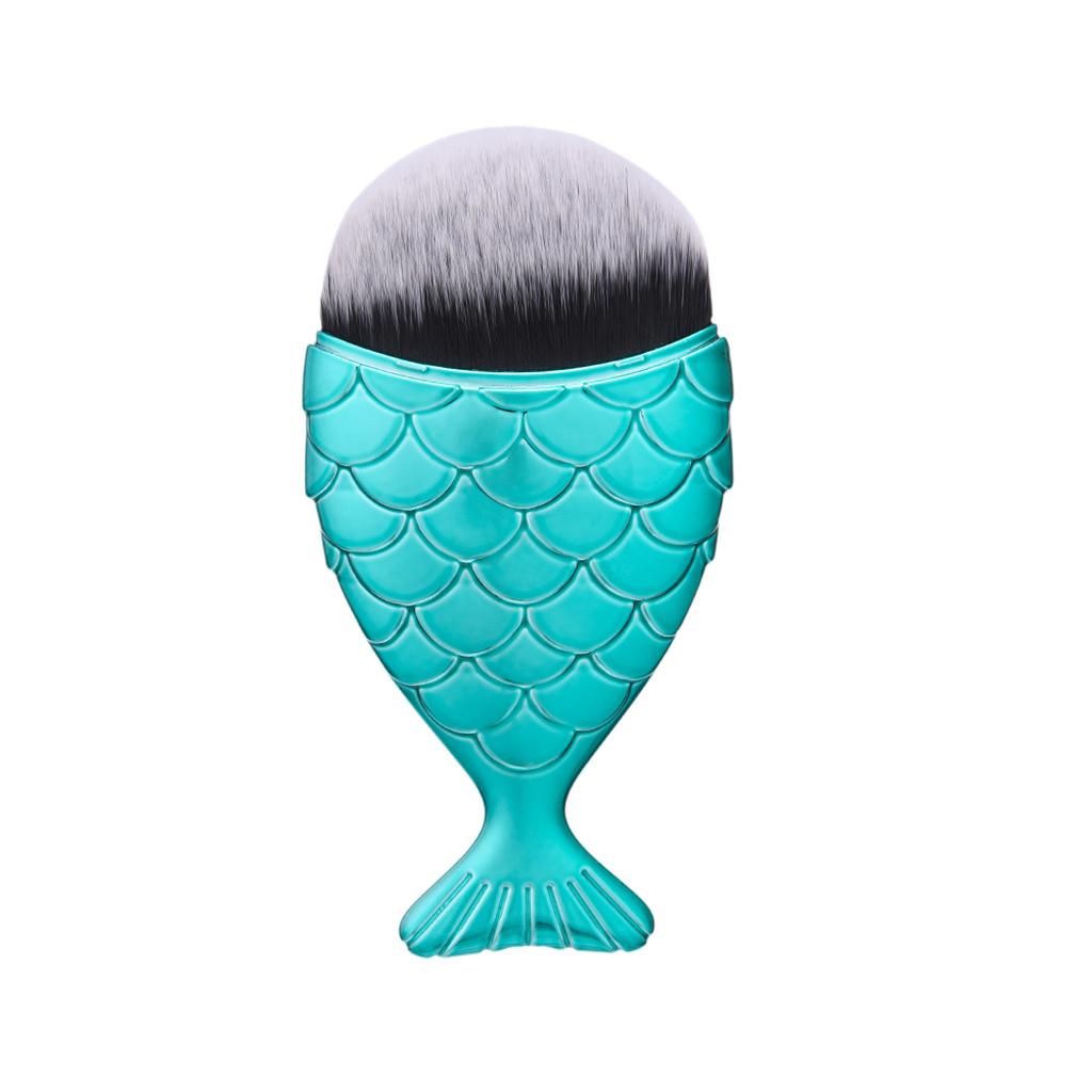 Mermaid Glitter Makeup Powder Blush Foundation Contour Cosmetic Brush Silver