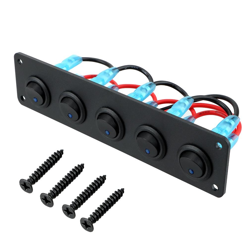 Bảng công tắc chuyển đổi đèn LED 12-24V 5 Gang hình tròn kết hợp chống nước cho tàu thuyền/xe hơi