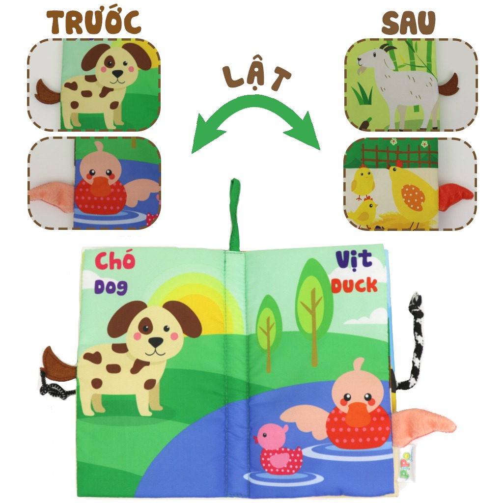 Sách Vải Tương Tác Cho Bé Đoán Đuôi Con Vật