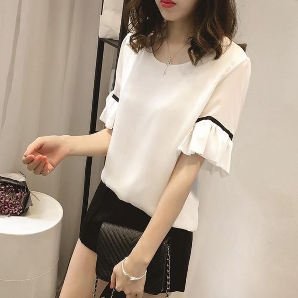 Aó công sở tay nhúng viền tay