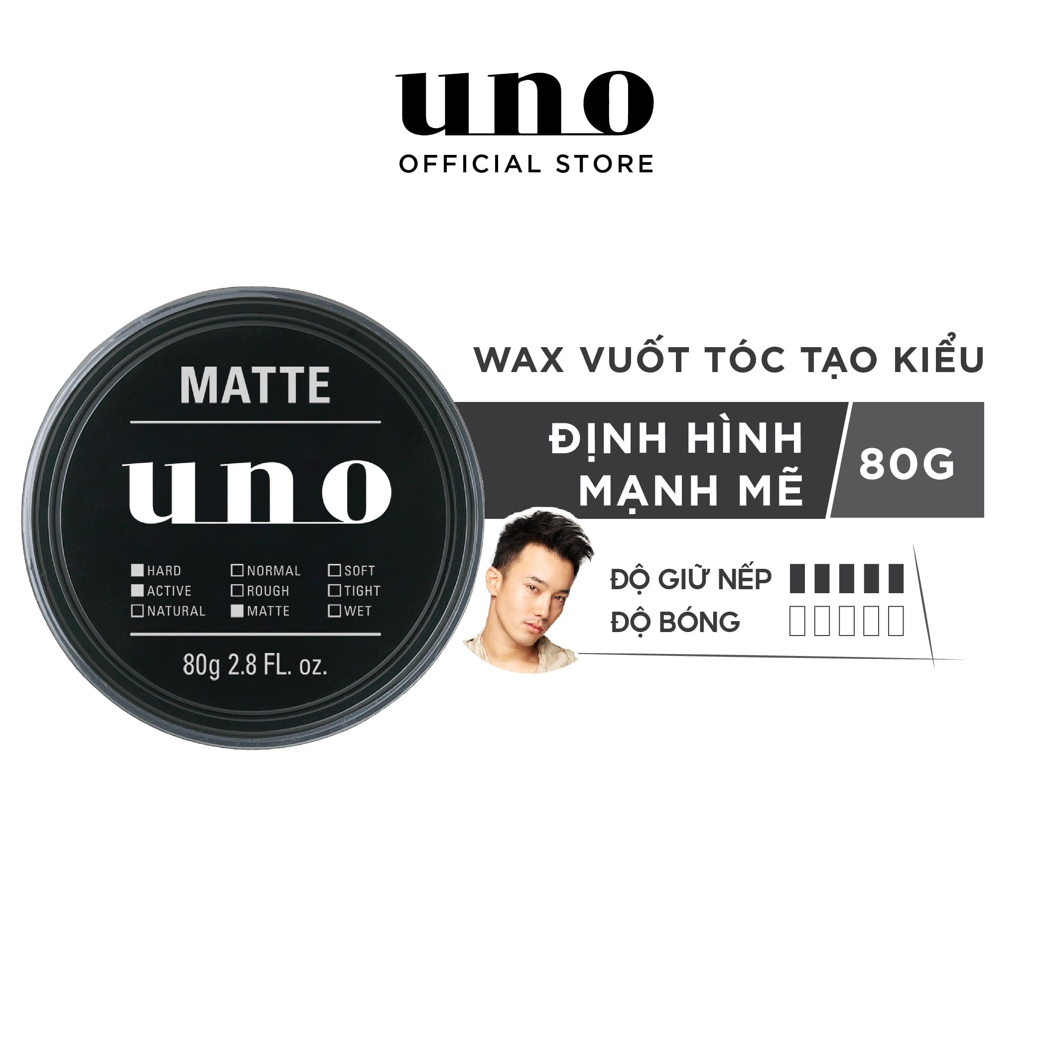 Sáp vuốt tóc tạo kiểu Định Hình Mạnh Mẽ UNO Matte Effector 80g