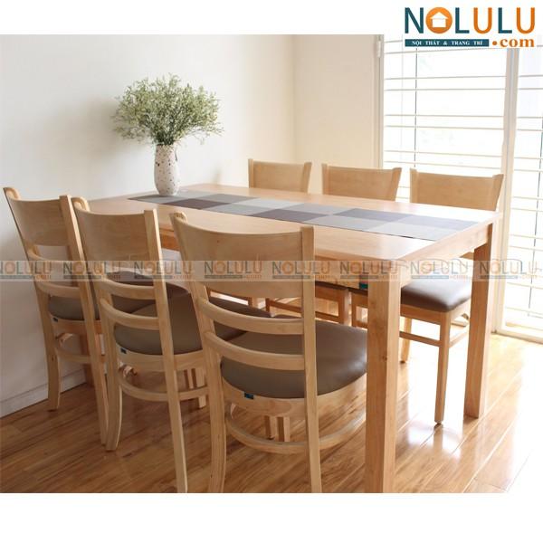 Bộ Bàn Ăn CABIN 6 Ghế Gỗ Tự Nhiên Mặt Bàn Veneer Sồi