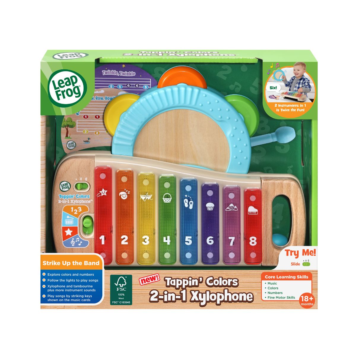 Đồ Chơi Đàn Xylophone Bằng Gỗ 2 Trong 1 Đa Sắc Màu LEAPFROG 80-615600