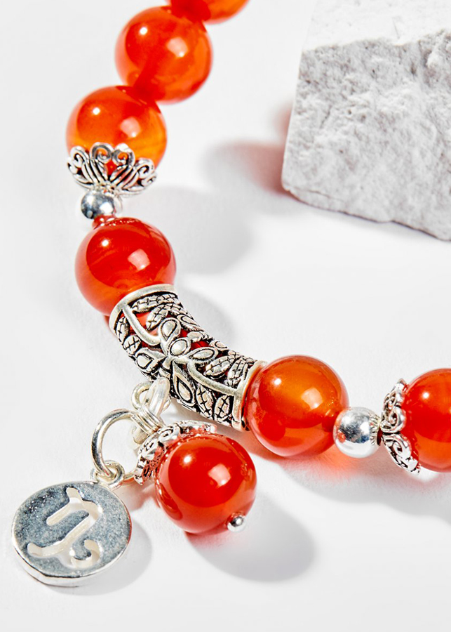 Vòng Tay Phong Thủy Nữ Đá Mã Não Đỏ Phối Charm Cung Hoàng Đạo Ma Kết Mệnh Hỏa, Thổ Ngọc Quý Gemstones