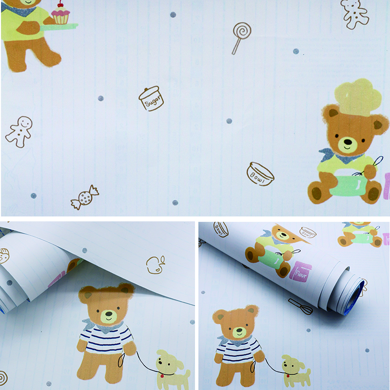 5M Giấy Dán Tường -Decal dán tường Teddy - Có sẵn keo