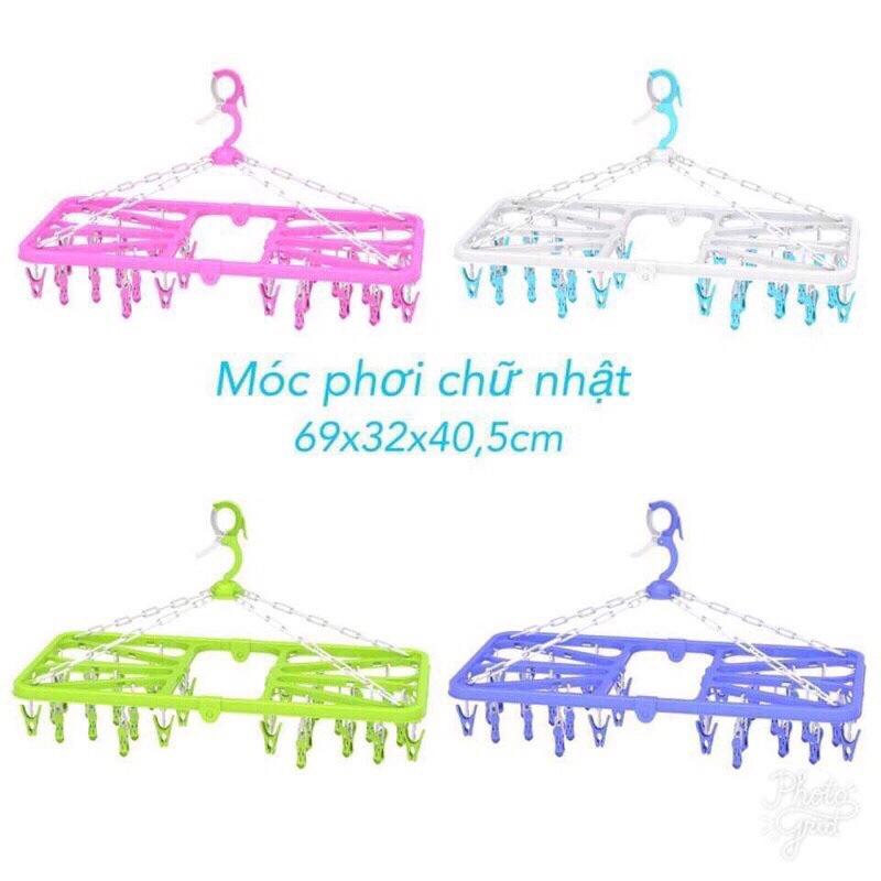 Móc chùm phơi quần áo phơi khăn em bé 34 kẹp cỡ đại gấp gọn được