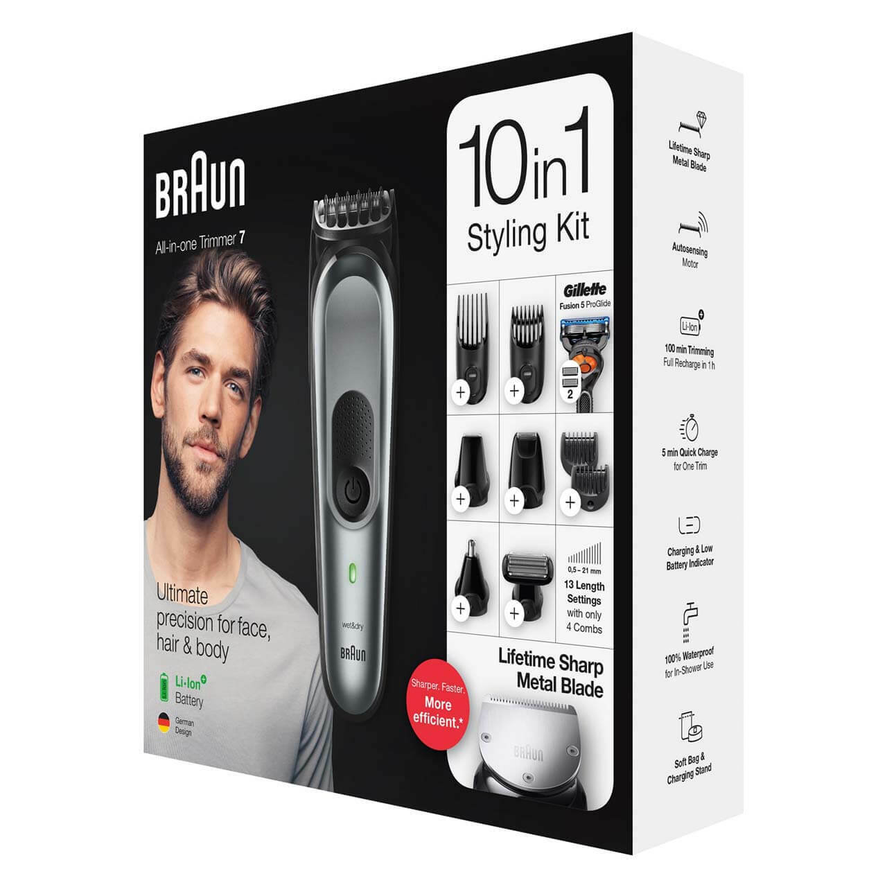 Tông đơ cắt tóc, cạo râu, tỉa lông mũi đa năng Braun 10 in 1