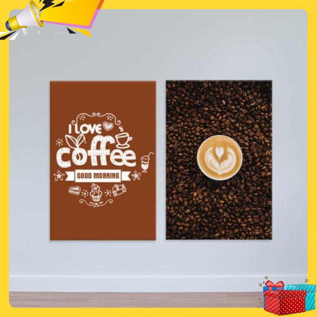 Bộ 2 tranh “I Love Cà phê” | Tranh treo tường quán cà phê W2038