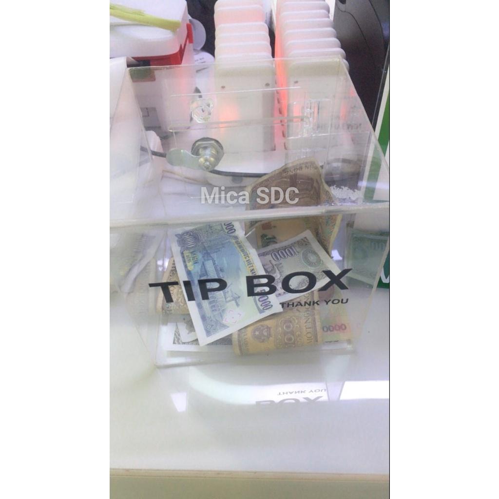 Hộp đựng tip - thùng mica đựng t.iền tip - tip box có ổ khóa