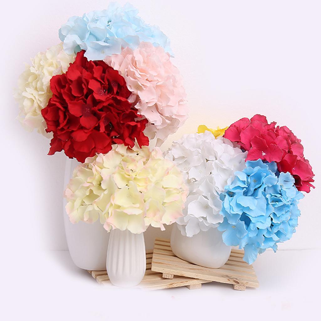 Artificial Silk Hydrangea Flowers Head Bouquet Wedding DIY Decor Red