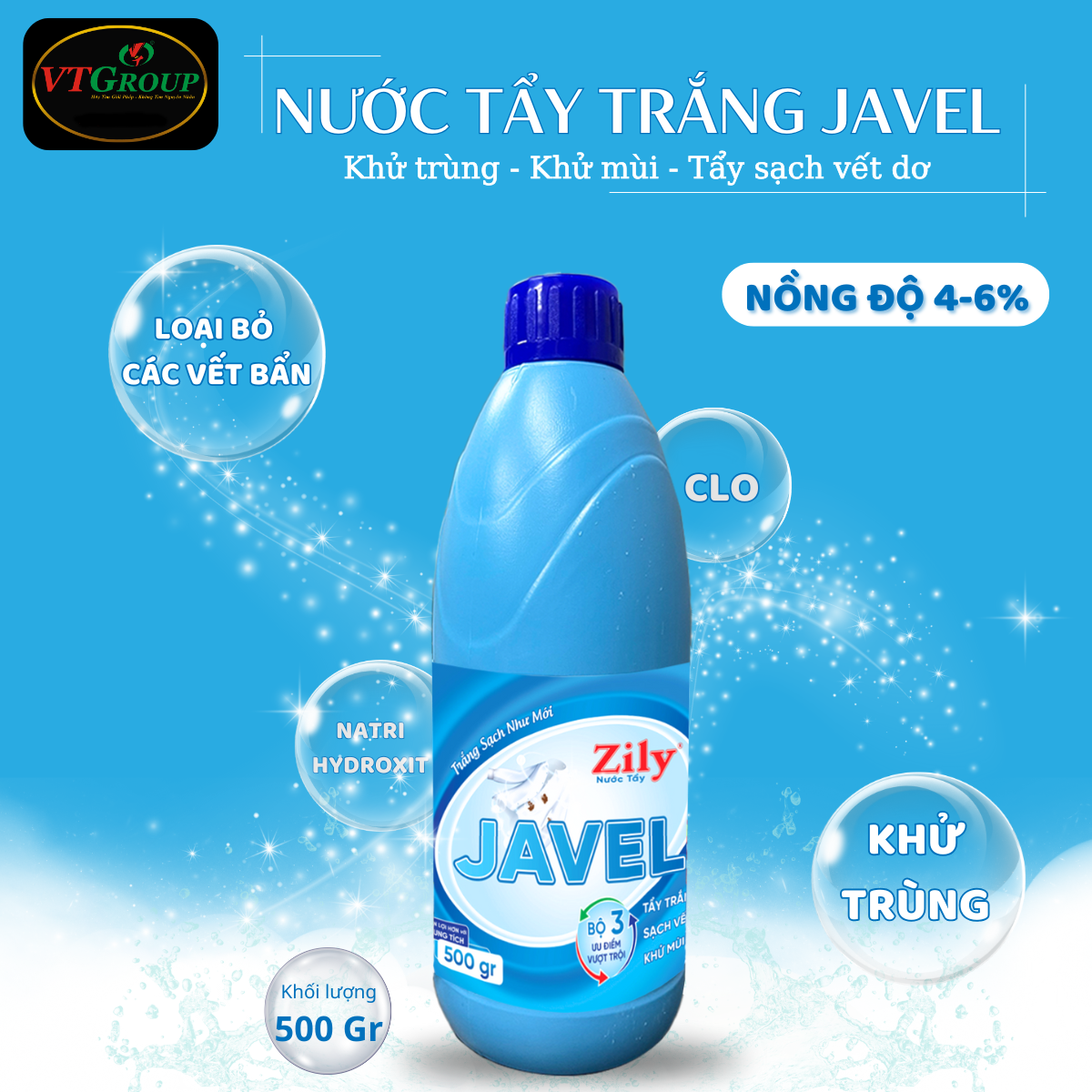 Nước Tẩy Trắng Javel Zily Chai 500g