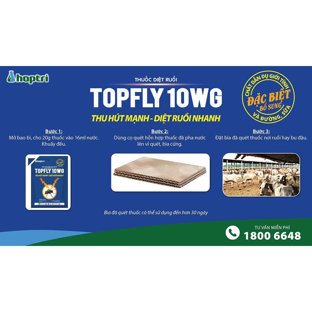 1 gói thuốc diệt ruồi TOPFLY 10WG THU HÚT MẠNH – DIỆT RUỒI NHANH GỌN ( Gói 20g )