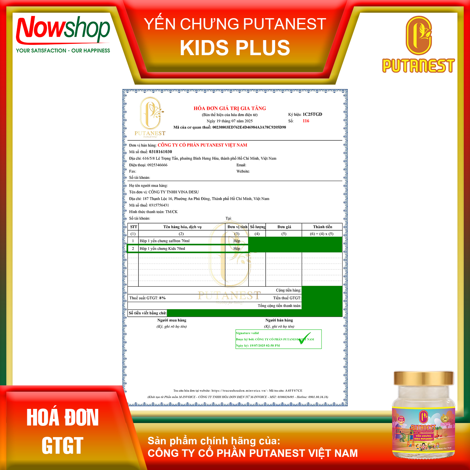 Yến chưng Kids PUTANEST hộp quà tặng cao cấp 12 hũ 70ml tăng đề kháng ăn ngủ ngon bé khỏe mạnh