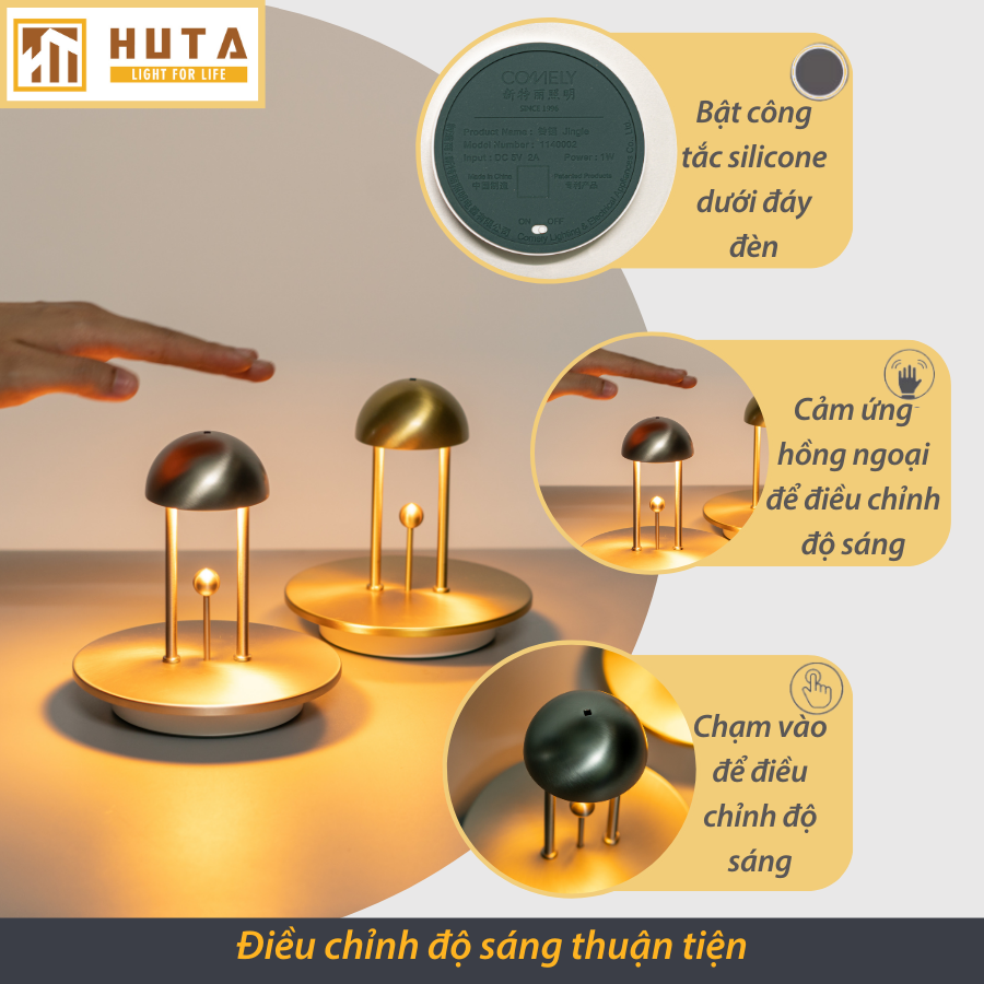 Đèn Bàn Led Quầy Bar HUTA Light For Life RESCHUONG Cao Cấp Sang Trọng Cảm Ứng Hồng Ngoại, Ánh Sáng Vàng Trang Trí Nhà Hàng, Bàn Ăn, Sự Kiện