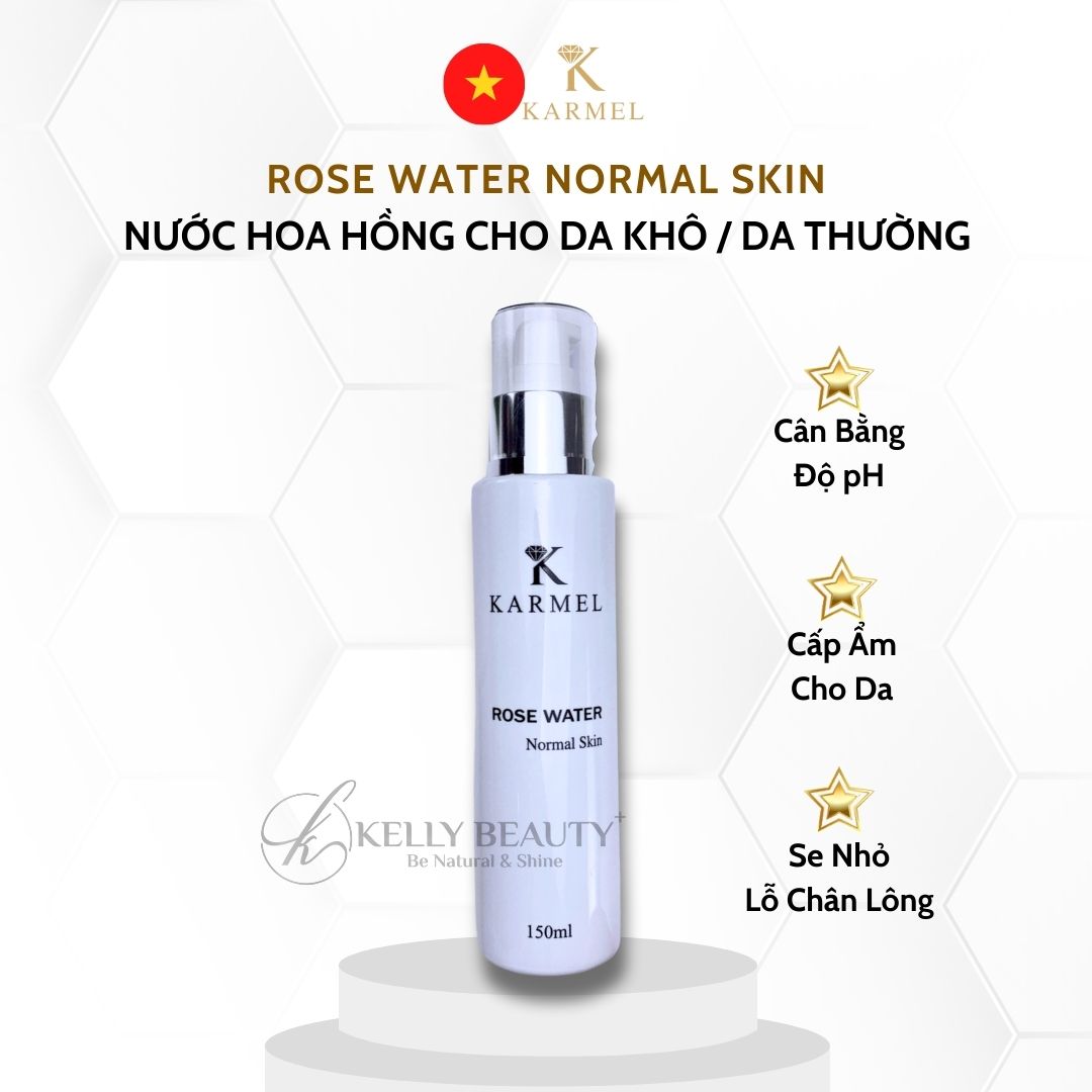 Nước Hoa Hồng Da Khô Karmel Rose Water Normal Skin - Cân Bằng Độ pH, Cấp Ẩm; Se Nhỏ Lỗ Chân Lông | Kelly Beauty