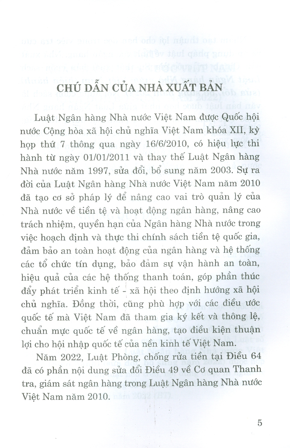 Luật Ngân Hàng Nhà Nước Việt Nam (Hiện Hành) (Sửa Đổi, Bổ Sung Năm 2022)