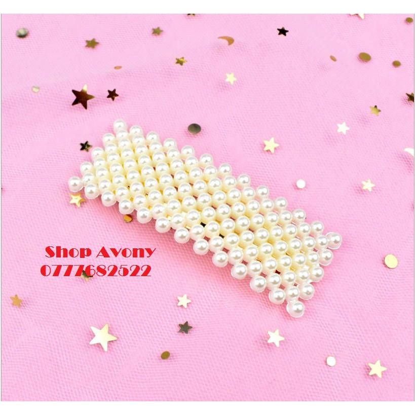 Bộ 4 kẹp tóc mái đính hạt ngọc trắng HOT