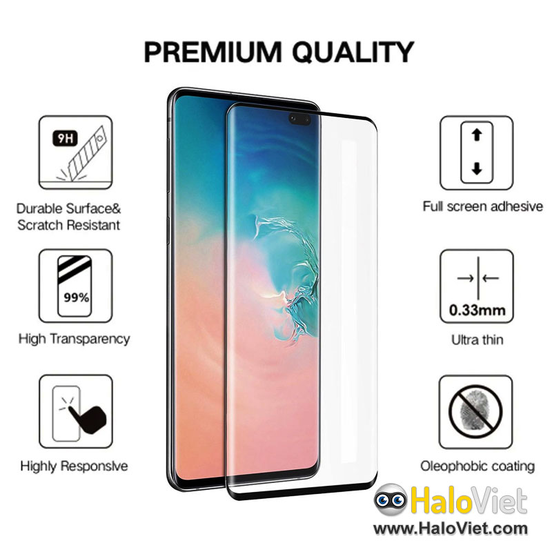 Miếng dán màn hình kính cường lực 3D full cho Samsung Galaxy S10 / S10 Lite / S10e / S10 Plus / Note 10 / 10 Lite / 10 Plus