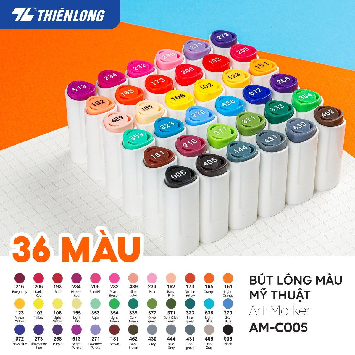 Bút dạ màu - bút marker 36 màu Thiên Long Colokit ART MARKER AM-C005-KM