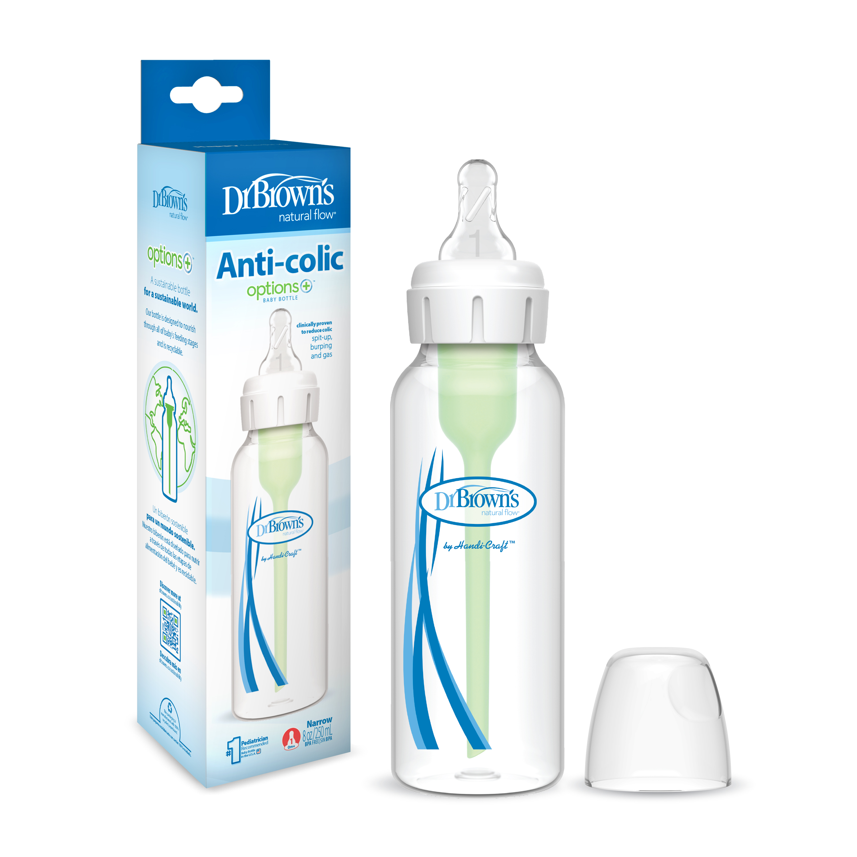 Bình sữa Dr.Brown's cổ thường 250ml nhựa PP Options Plus
