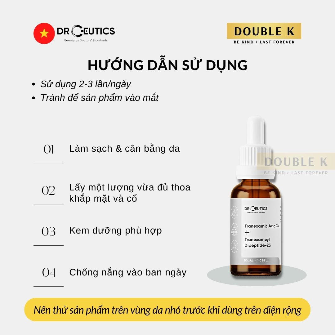 Serum Sáng Da Mờ Nám Sạm DrCeutics Tranexamic Acid 3% + Tranexamoyl Dipeptide-23 - Double K