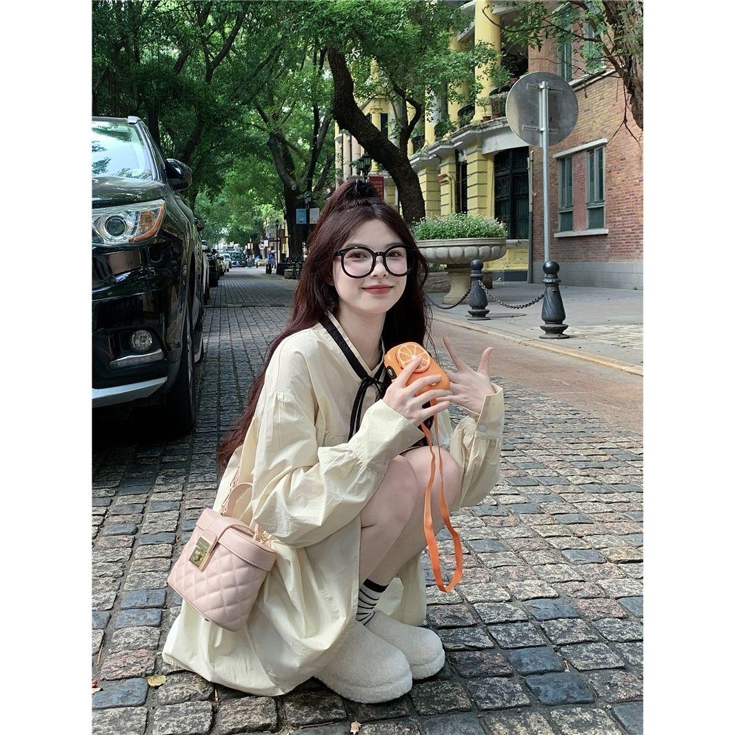 SHUANGYAN 2023 Pháp Vintage ren-up bong bóng tay áo đầm mùa xuân và mùa thu nữ dài tay áo lỏng lẻo váy ngắn ẩm ướt