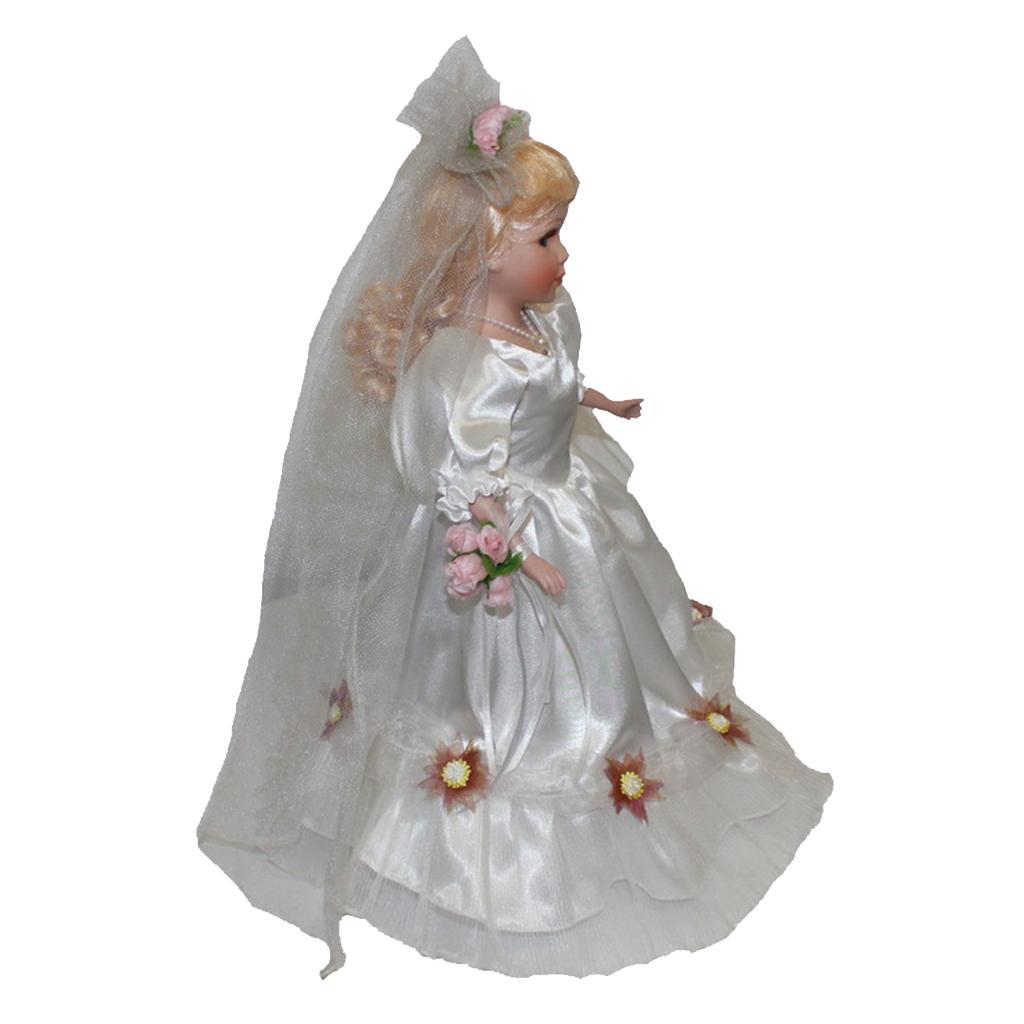 40cm Retro Porcelain Women Bride Doll Figure Handicraft White Kids Gift