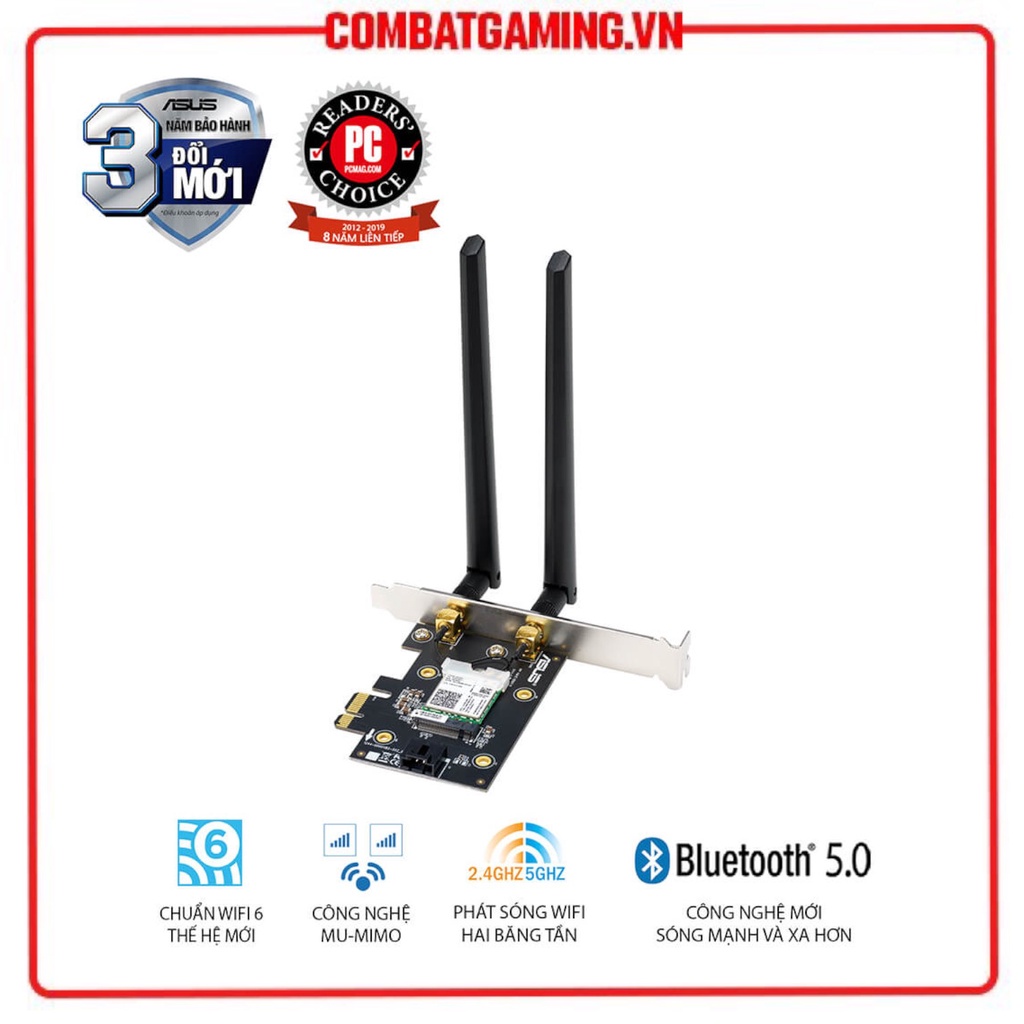 Card Mạng Không Dây Asus PCE AX3000 Wifi Bluetooth (No Box) - Hàng Chính Hãng