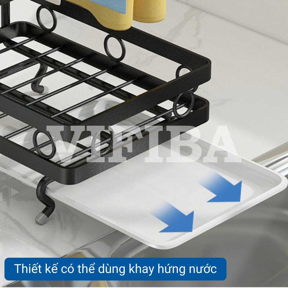 Giá Kệ Để Đồ Dùng Rửa Chén Bát Nhà Bếp VIFIBA, Kệ Ráo Nước Bằng Thép Carbon Không Gỉ Chính Hãng