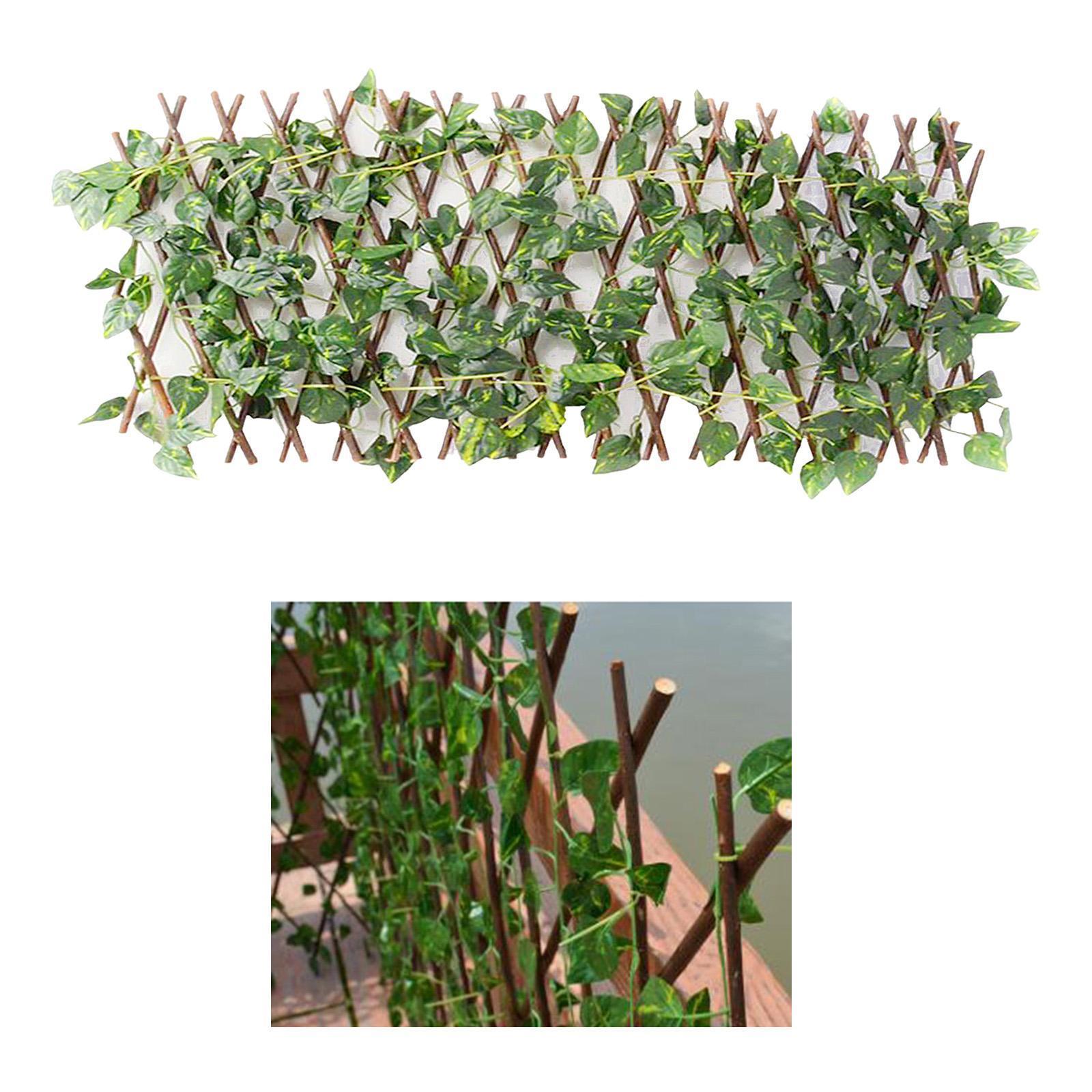 Garden Fence Walls Screen Expandable Faux Wood Plant for Home Garden Outdoor
