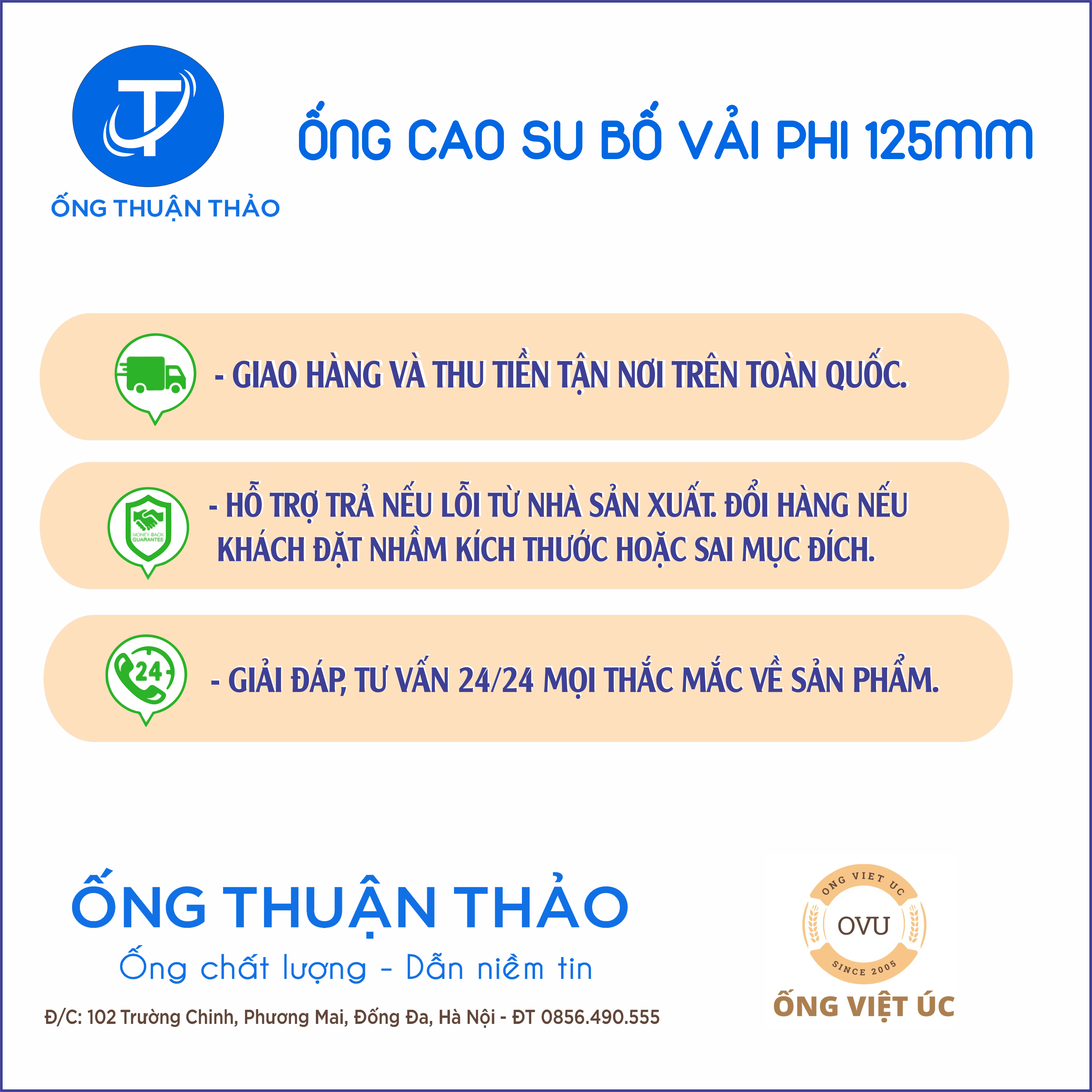 Ống cao su bố vải KT phi 125MM CUỘN 10 MÉT Nhập Khẩu - Ống Chống Phá Chống Nổ THUẬN THẢO